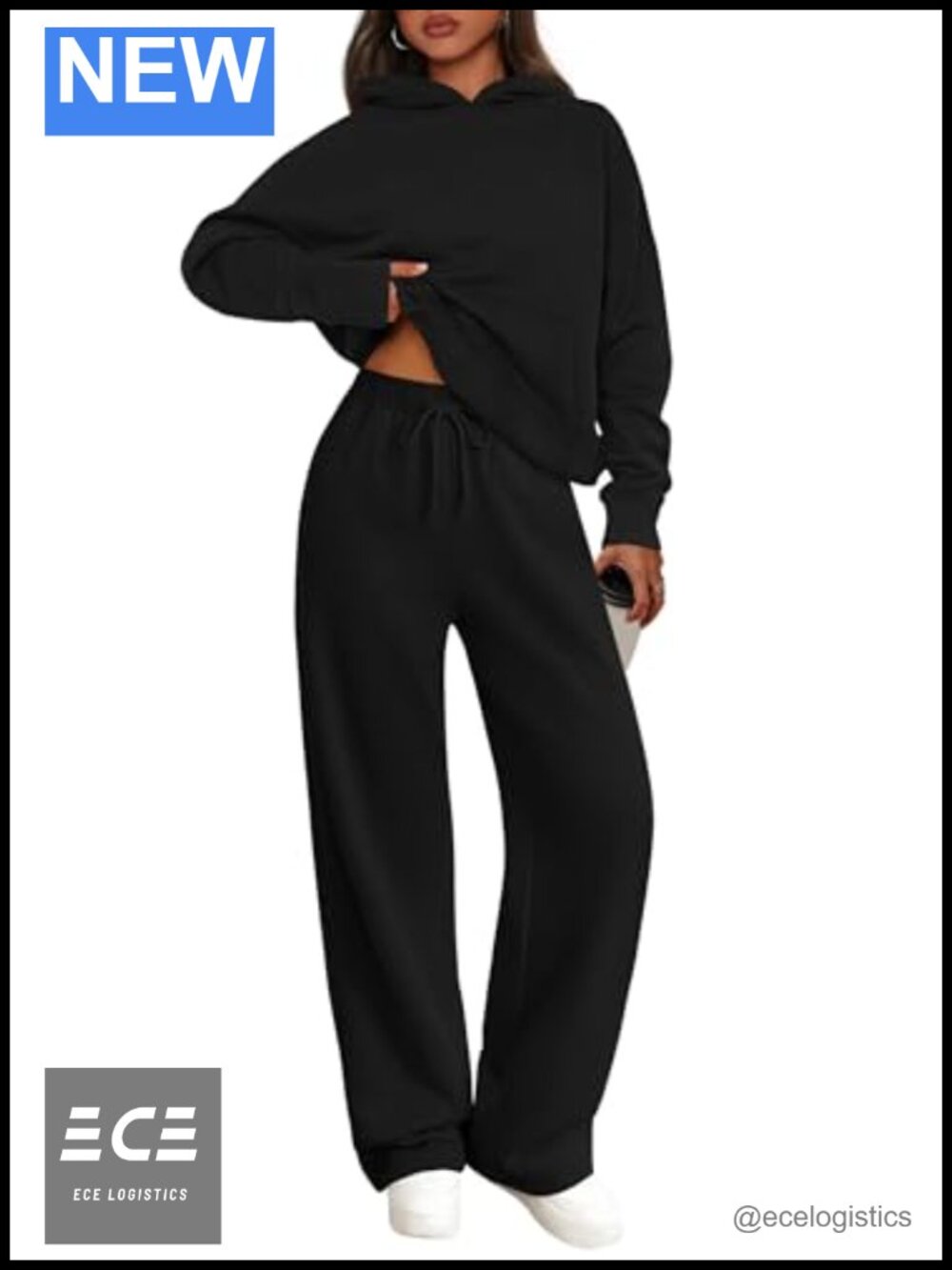 PRETTYGARDEN Women's 2 Piece Sweatsuit Set Oversized Hoodie Wide Leg Sweatpants